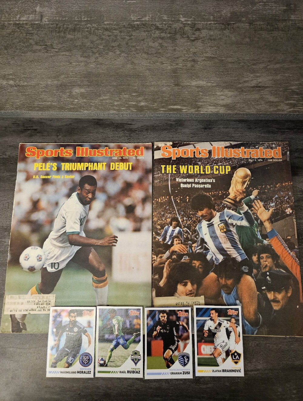 Vintage Soccer Bundle: Sports Illustrated (Pelé & World Cup) + 4 Topps Cards
